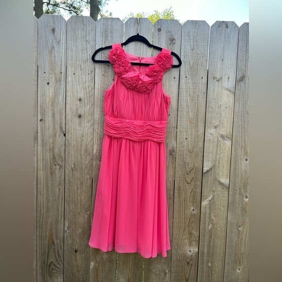JS Boutique Barbie pink formal dress ruffle size 4 rhinestone prom dance - Picture 5 of 11